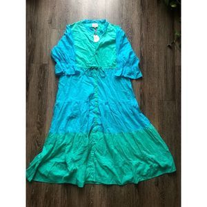 Victoria Dunn Colorblock Maxi Dress - Blue / Green - sz Sm